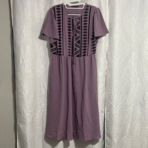BloomChic Purple Patterned Midi Dress